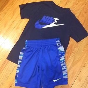Nike blue camo matching 2 piece shorts and tee set